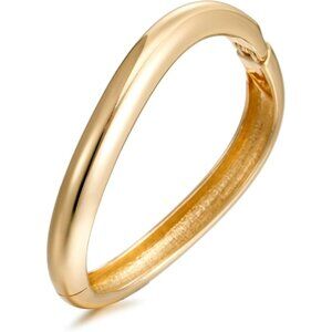 Gold Polished Chunky Twisted Hinged Waterdrop Bangle Bracelet for Women